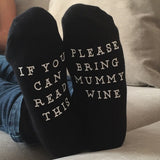 East Knitting ST07 IF YOU CAN READ THIS PLEASE BRING MUNNY WINE Fashion Funny Christmas Socks Cotton Women And Man Socks