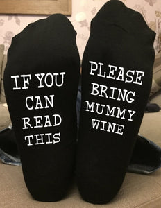 East Knitting ST07 IF YOU CAN READ THIS PLEASE BRING MUNNY WINE Fashion Funny Christmas Socks Cotton Women And Man Socks