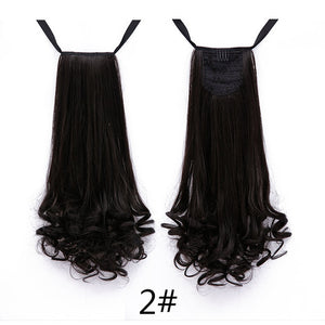 SHANGKE HAIR 22'' Long Curly Synthetic Ponytail Light Brown Drawstring Clip In Ponytail Hair Extensions Heat Resistant Hair Tail