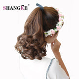 SHANGKE Female Hair Ponytail Short Curly Hair Tail Natural Clip In Hair Extensions Ponytail Heat Resistant Drawstring Hairpieces