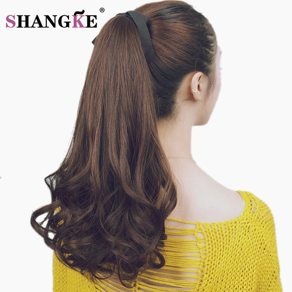 SHANGKE Long Lady Girl  Wavy  Ponytail Wigs Pony Hair Hairpiece Extension synthetic clips in hair ponytails hairpieces