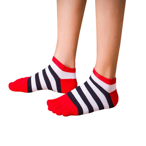 Tide Brand Happy Socks Gradient Color Autumn Style Striped Cotton Five Toe Socks High Qulality Breathable meias homens