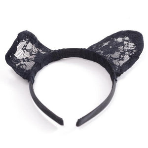 2017 Halloween Women hair clip The Tip Of Sexy Lace Cat Ears Headband Hair Band Ribbon Bow Headband Hair Accessories For Women