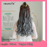 SHANGKE 24'' Long Curly Clip In Hair Extensions Heat Resistant Hair Pieces Colorful 5 Clip In Hair Extensions Women Hairstyles