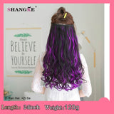 SHANGKE 24'' Long Curly Clip In Hair Extensions Heat Resistant Hair Pieces Colorful 5 Clip In Hair Extensions Women Hairstyles