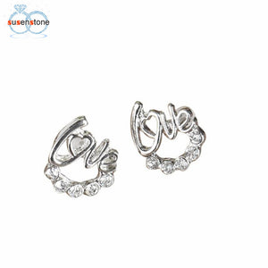 SUSENSTONE 1 Pair Women Lady Elegant Crystal Rhinestone Ear Stud Earrings New Fashion