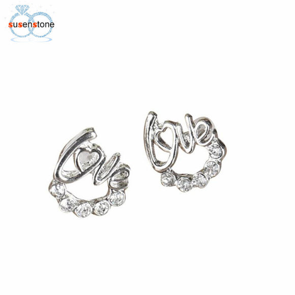 SUSENSTONE 1 Pair Women Lady Elegant Crystal Rhinestone Ear Stud Earrings New Fashion