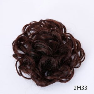 Curly Heat Resistant Synthetic Hair pieces Colors Women Chignon with Rubber Band Hair Extension SHANGKE