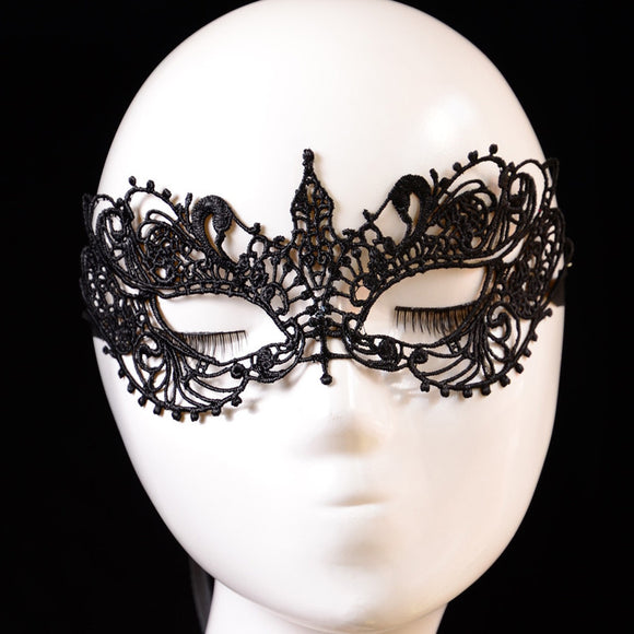 Lady Black Lace Floral Eye Mask Venetian Masquerade Fancy Party Dress