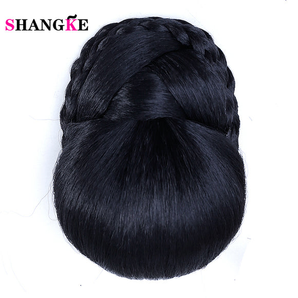 SHANGKE  Brown Chignons For Women Ponytail Hairpieces Synthetic Hair Clips In Hair Extensions Heat Resistant Chignons