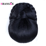 SHANGKE  Brown Chignons For Women Ponytail Hairpieces Synthetic Hair Clips In Hair Extensions Heat Resistant Chignons