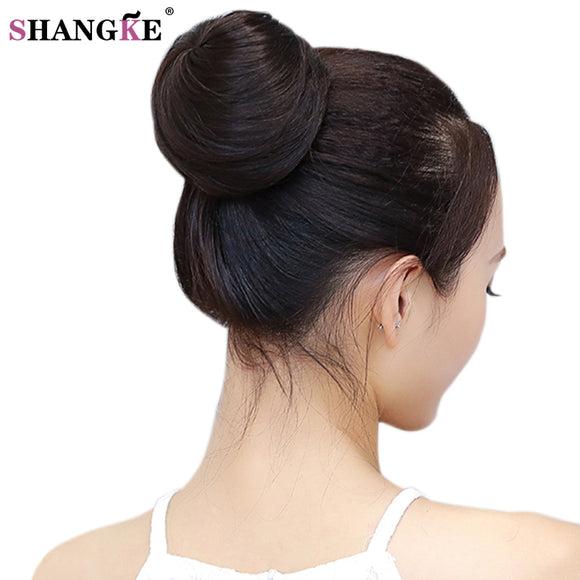 SHANGKE Donut Chignon Bun Clip In Hair Extensions Women Hairstyles Heat Resistant Synthetic Hairpieces