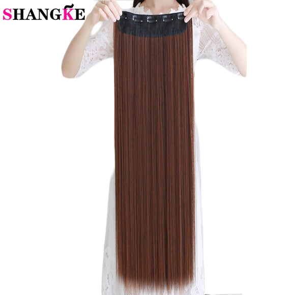 80cm 100cm Long Straight Women Clip in Hair Extensions Heat Resistant Synthetic Hair Piece  Hairstyle SHANGKE