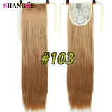 SHANGKE Hair 22'' Long Straight Ponytails Clip In Ponytail Drawstring Synthetic Pony Tail Heat Resistant Fake Hair Extensions