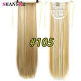 SHANGKE Hair 22'' Long Straight Ponytails Clip In Ponytail Drawstring Synthetic Pony Tail Heat Resistant Fake Hair Extensions