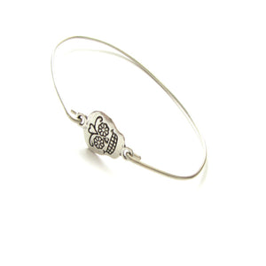 Sugar Skull Silver Bangle