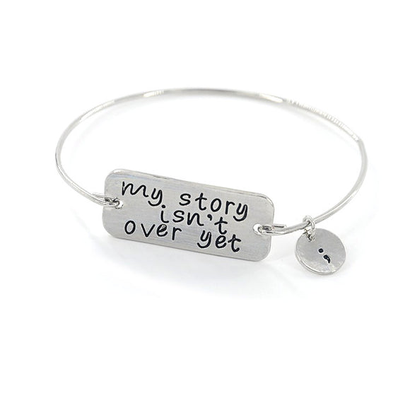 Silver Semicolon Charm Bangle