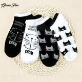 CAT Warm comfortable cotton bamboo fiber girl women's socks low female invisible color girl boy hosier 1pair=2pcs Ankle Sock