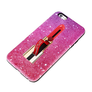 Lipstick Painting Pattern TPU Protective Phone Cover Anti-Scratch Shockproof Phone Case Cover for iPhone