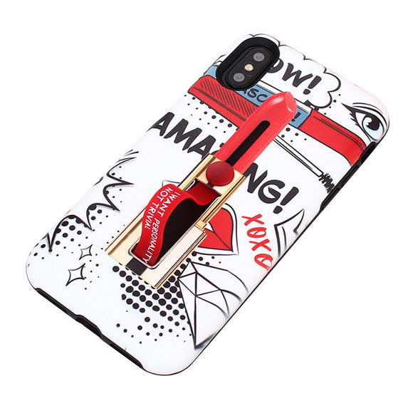 TPU Protective Phone Cover Lipstick Painting Pattern Anti-Scratch Dustproof Shockproof Phone Case Cover for iPhone