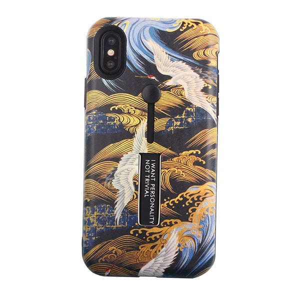 Protective Phone Cover Scratch-resistant Shockproof Red-crowned Crane Pattern TPU Phone Case Cover for iPhone