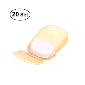 20pcs Travel Camping Hiking Washing Hand Bath Soap Slide Sheets Disposable Cleaning Paper Soap Flakes with Storage Box