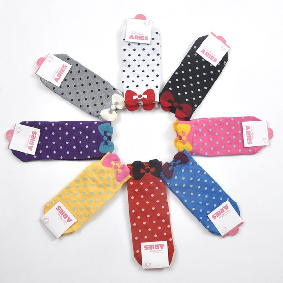 Sweet Women Girls Cute Soft Warm Cotton Polka Dots Bow Short Low Ankle Socks