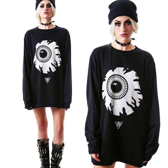 Punk Harajuku Eyeball Pattern Loose Long Sleeve Sweatshirt