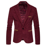 Men's Autumn Winter Casual Corduroy Slim Long Sleeve Coat Suit Jacket Blazer Top