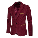 Men's Autumn Winter Casual Corduroy Slim Long Sleeve Coat Suit Jacket Blazer Top