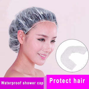 20pcs Hair Salon Disposable Clear Spa Hair Salon Home Shower Bathing Elastic Disposable Hair Cap Convenient Use Women/Men