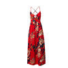 Lily Rosie Girl Red Floral Print Sexy Lace Up V Neck Women Maxi Dresses Summer Split Backless Beach Long Vestidos Boho Dress