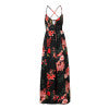 Lily Rosie Girl Red Floral Print Sexy Lace Up V Neck Women Maxi Dresses Summer Split Backless Beach Long Vestidos Boho Dress