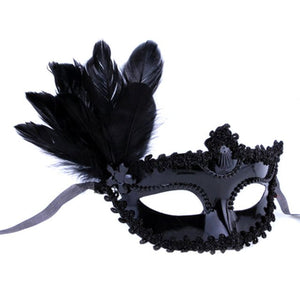 Eye Mask Venetian Masquerade Ball Party Fancy Dress Costume Lady Gifts Party Masks White/Black Feathers