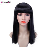 40CM Halloween Hair Long Straight  Wig Womans Heat Resistant Synthetic Female Cosplay Wigs for White Women Fake Hair SHANGKE