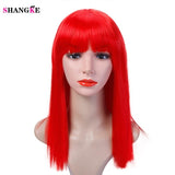 40CM Halloween Hair Long Straight  Wig Womans Heat Resistant Synthetic Female Cosplay Wigs for White Women Fake Hair SHANGKE