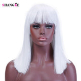 40CM Halloween Hair Long Straight  Wig Womans Heat Resistant Synthetic Female Cosplay Wigs for White Women Fake Hair SHANGKE