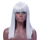 40CM Halloween Hair Long Straight  Wig Womans Heat Resistant Synthetic Female Cosplay Wigs for White Women Fake Hair SHANGKE