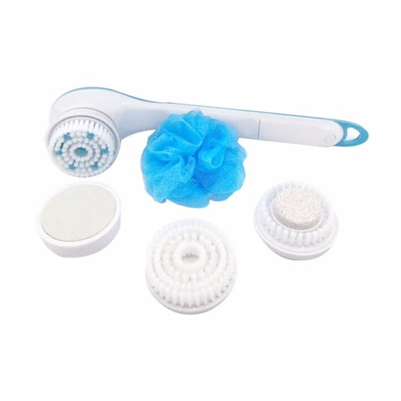 Ergonomic Design Electric Massage Bath Brush Anti-Slip Long Handle Body SPA Massage Shower Brush With 4 Heads