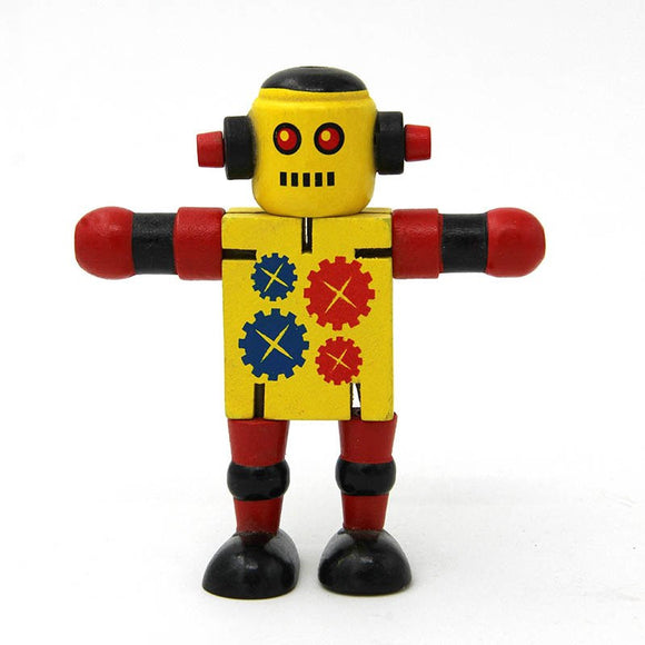 Novelty Wooden Robot Toy Learning Transformation Colorful Wooden  Newyears Present Joint Moved Deformation Robot Toys